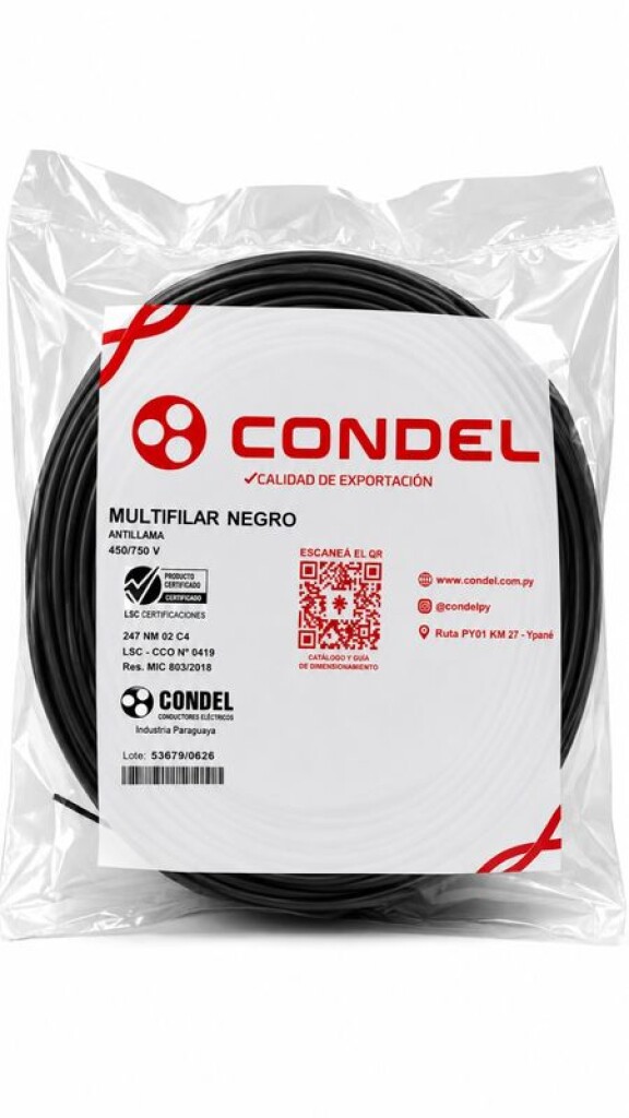 Cable Multifilar 2,50MM2 Negro CONDEL