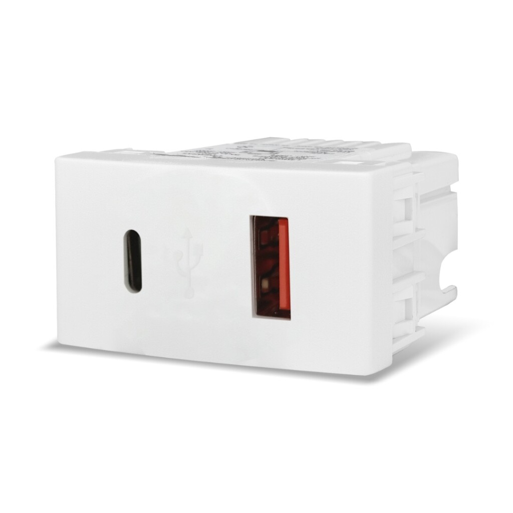 Toma Doble USB A+c 30w. Blanco Sist. Mod.