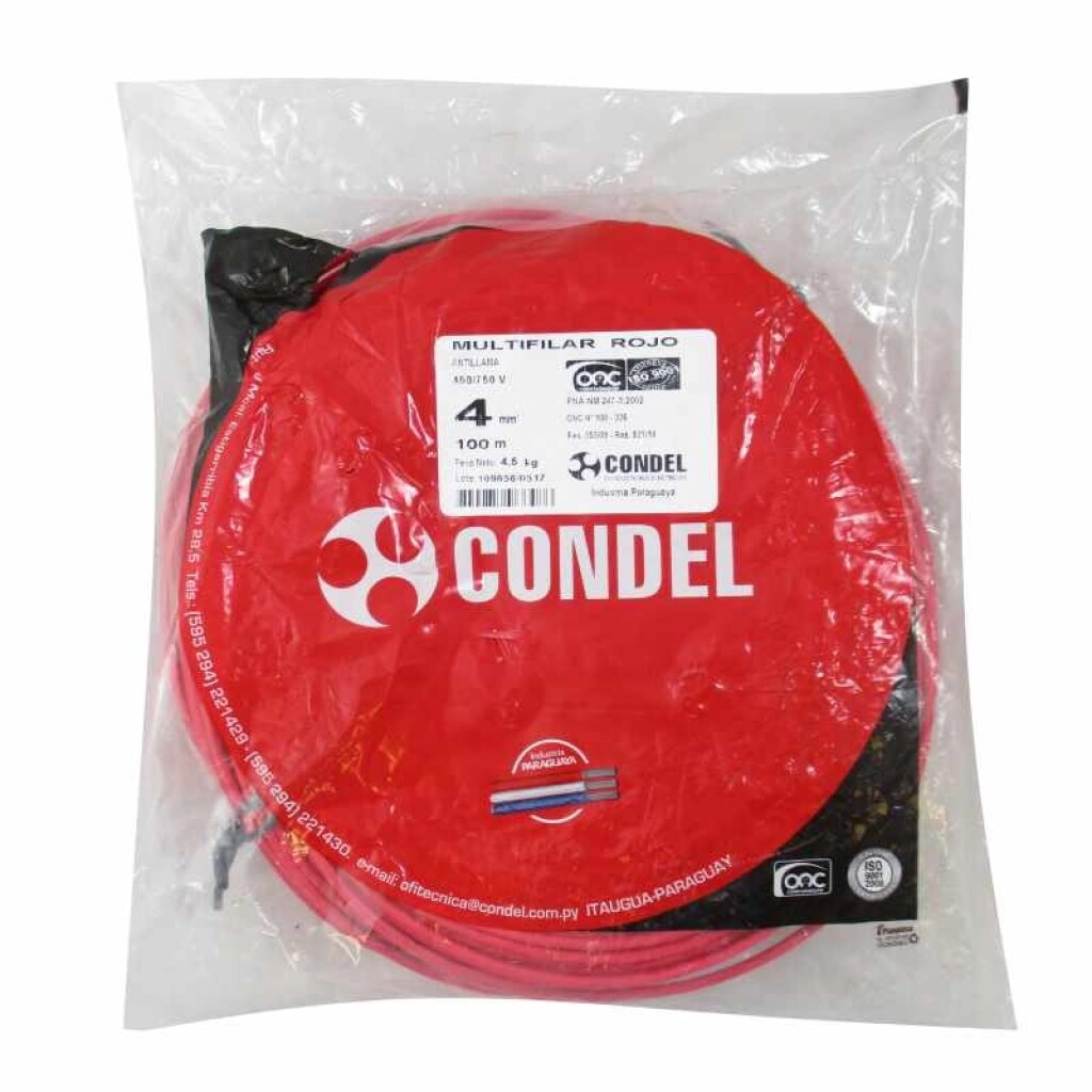 Cable Multifilar 4,00MM2 Rojo CONDEL