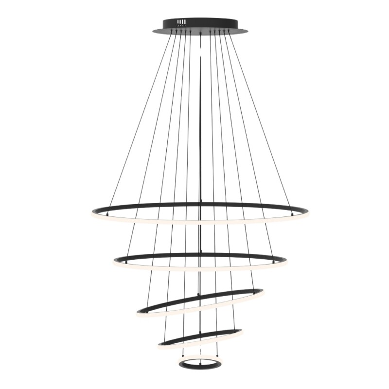 Colgante LED 120W Anillos 3000K Negro 20+40+60+80+100CM