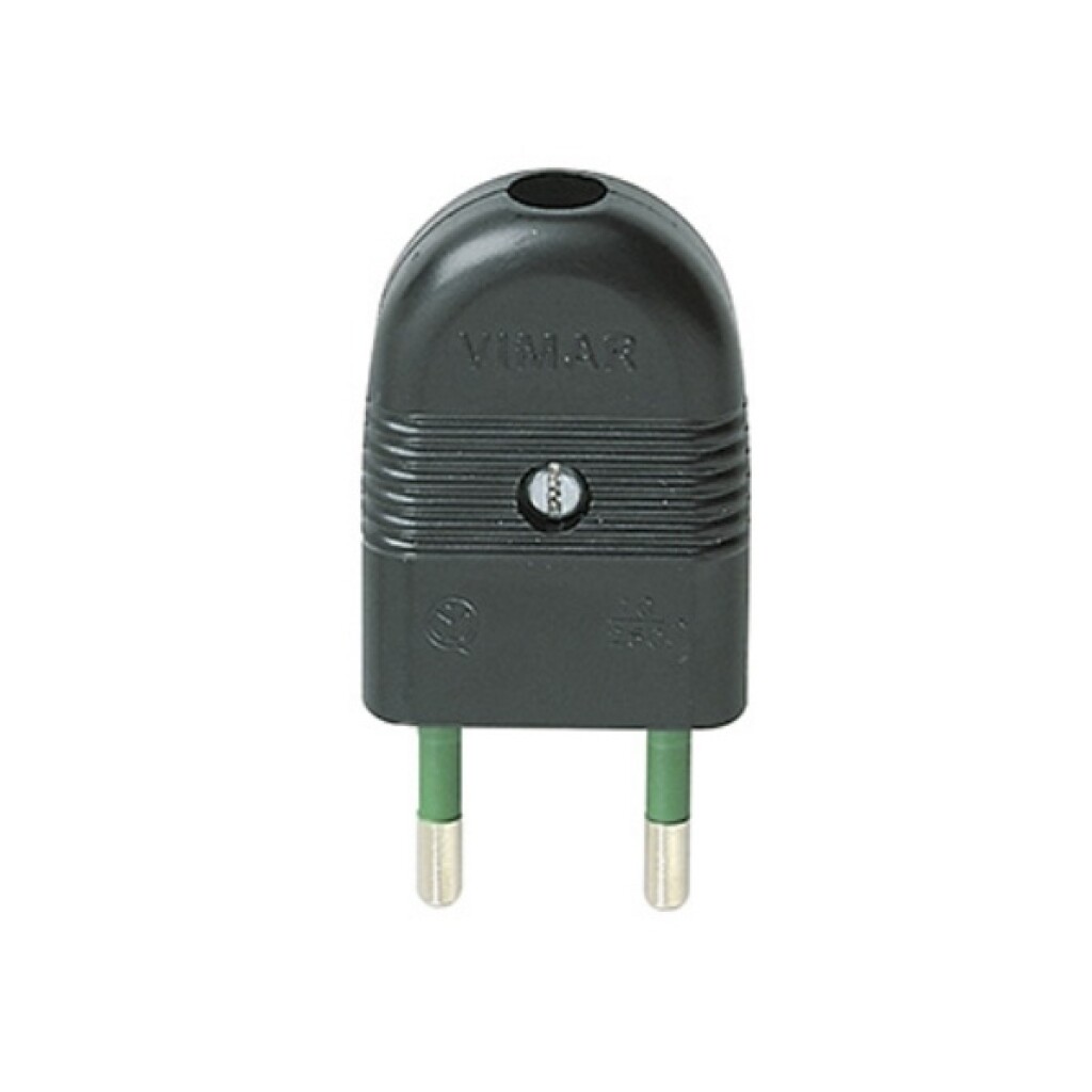 Ficha Macho 2X10A Reforzada. Negro