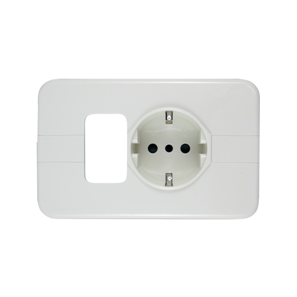 Toma Schuko con Placa+un Modulo Libre Linea Clasica