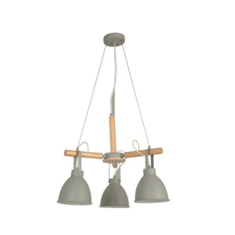 Colgante Madera 3L E27 Gris