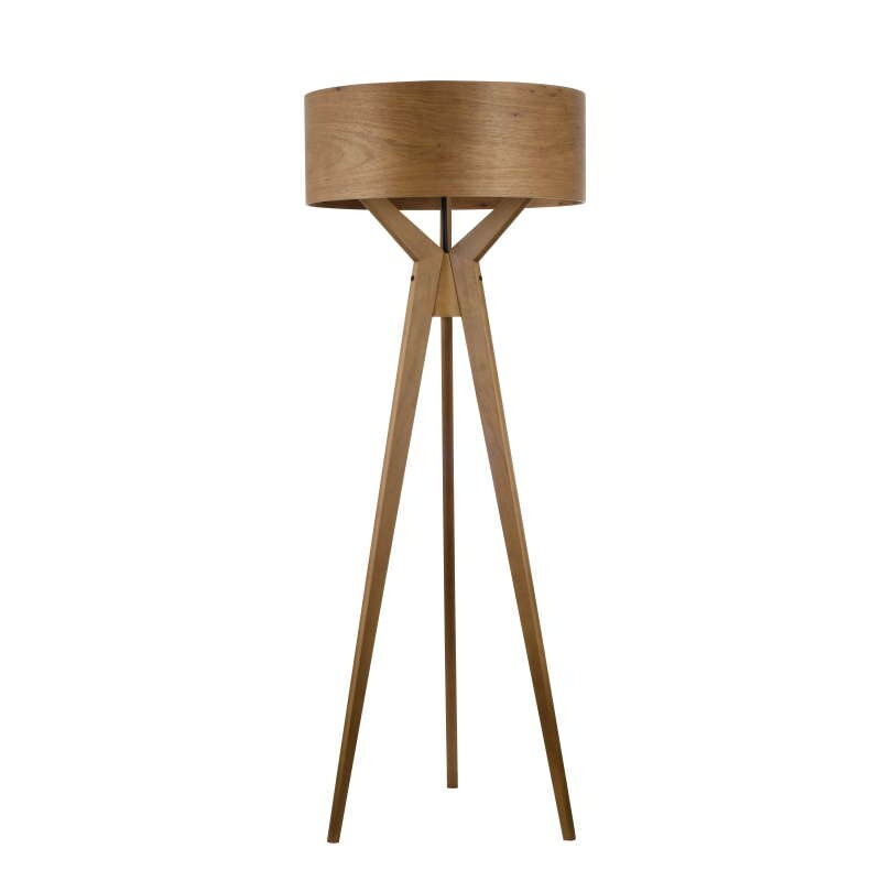 Velador de Pie 1 Luz Navy E27. Madera Pantalla