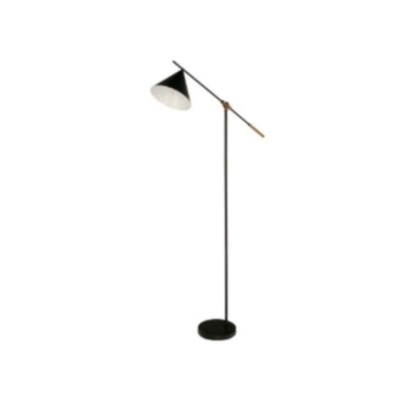 Velador de Pie 1L E27 Cono Curvo Negro
