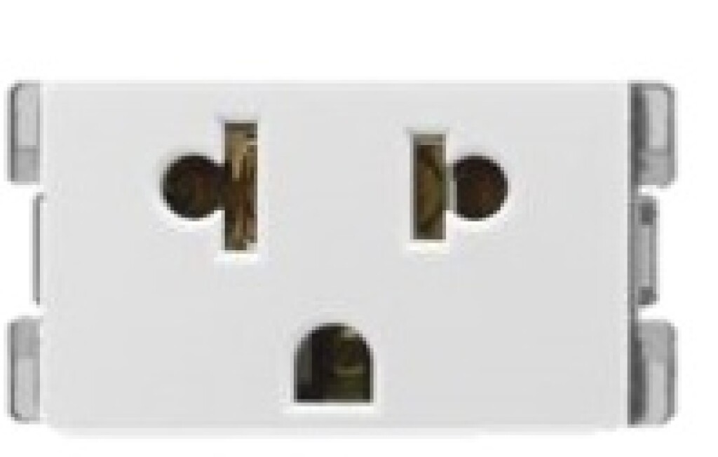 Toma Euro Americana 2P+T 15A 250V Atenea Blanco