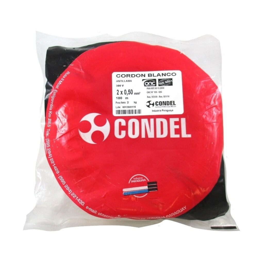 Cable Cordon 2X0,50MM2 BL CONDEL