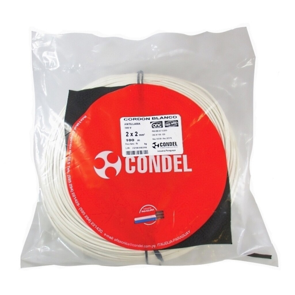 Cable Cordon 2X2,00MM2 BL CONDEL