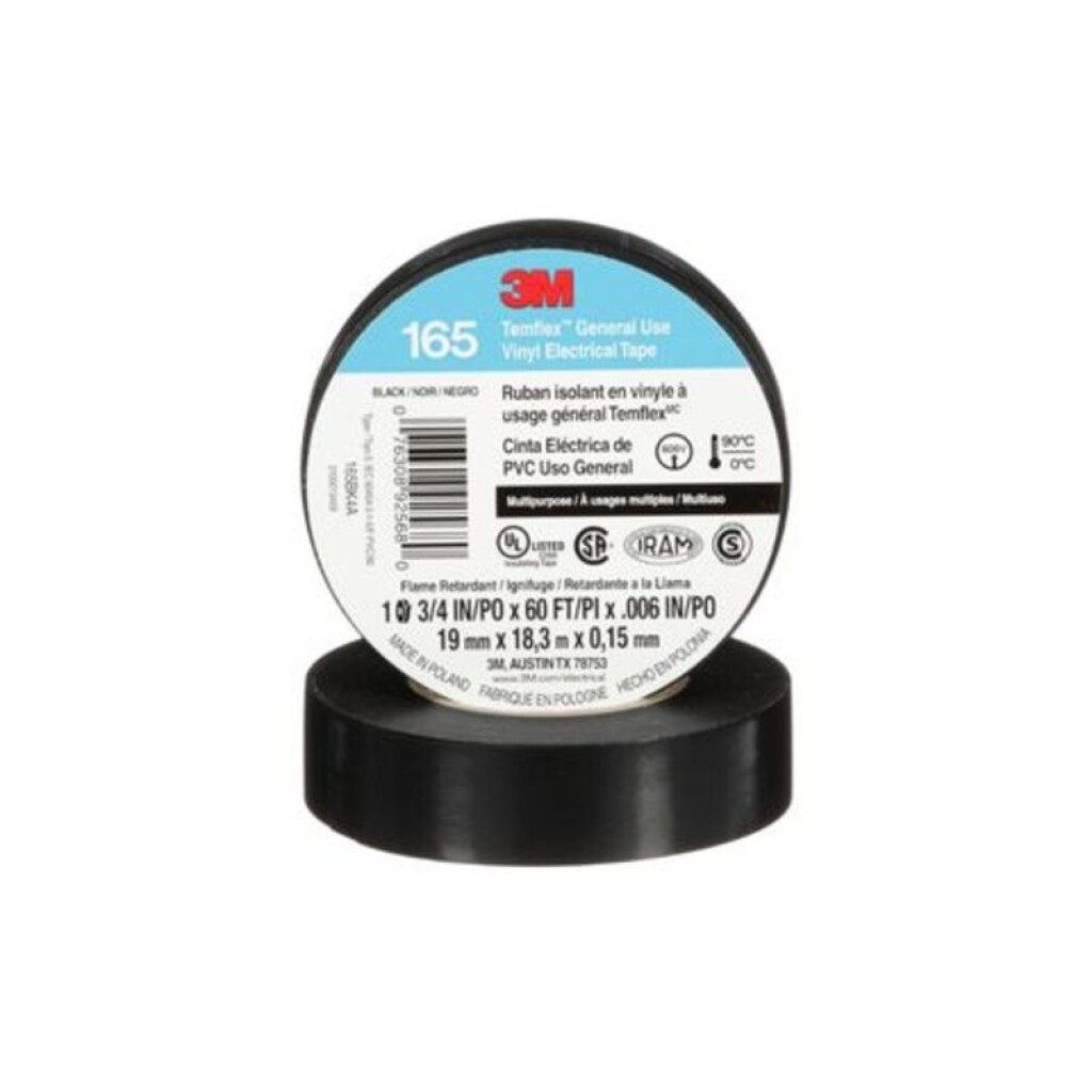 Cinta Aisladora Temflex 165 Negro 19MM X 18M