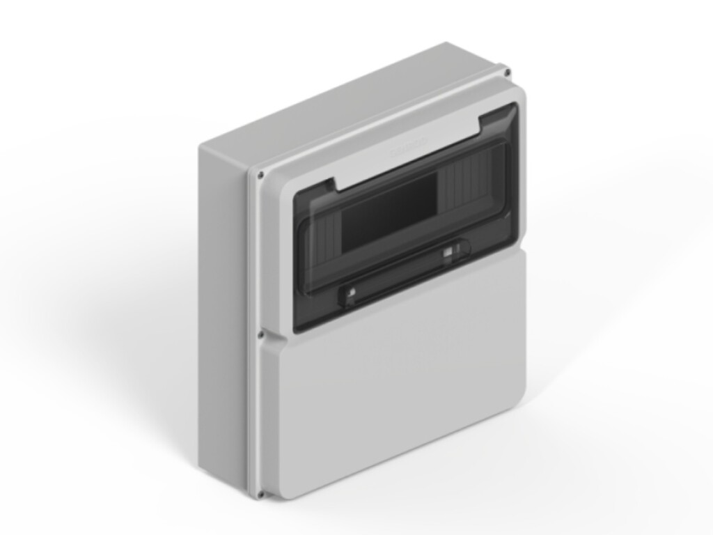 Tablero Ext. IP65 p/12 polos DIN + u módulo ciego. Genrdo