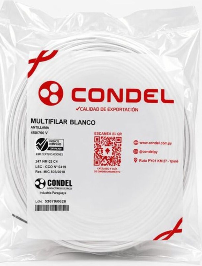 Cable Multifilar 10,00MM2 Blanco CONDEL