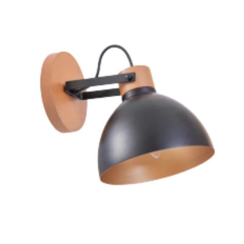 Aplique Viena 1L E27 Madera y Negro