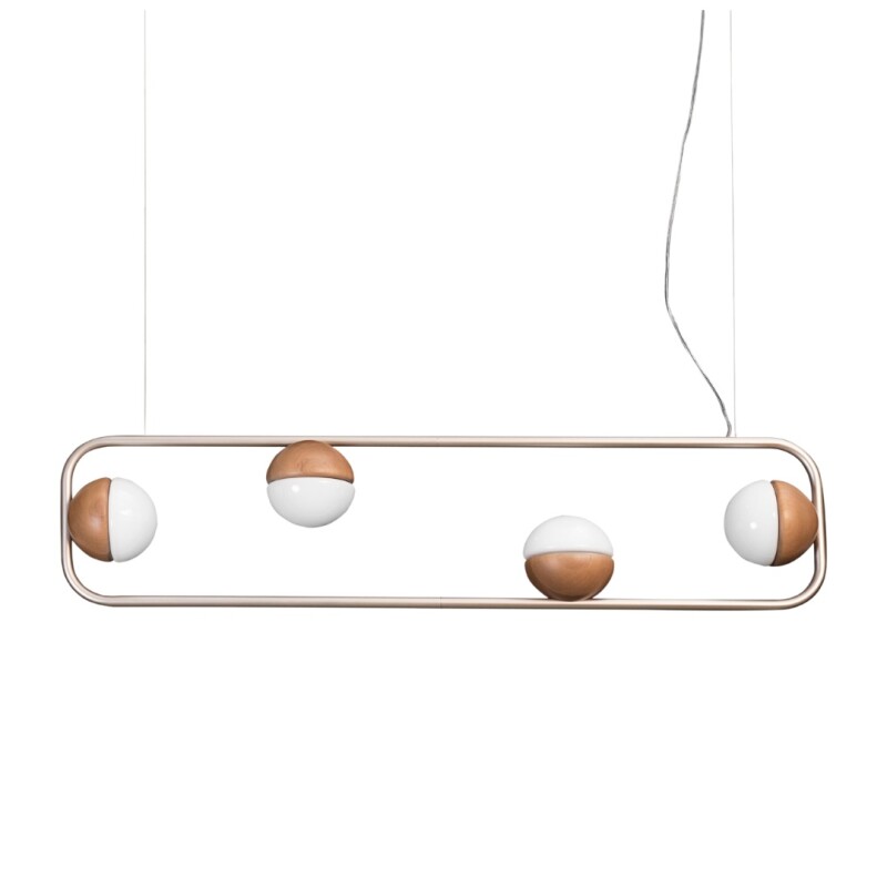 Colgante Sintonia 4L G9 Vidrio y Madera