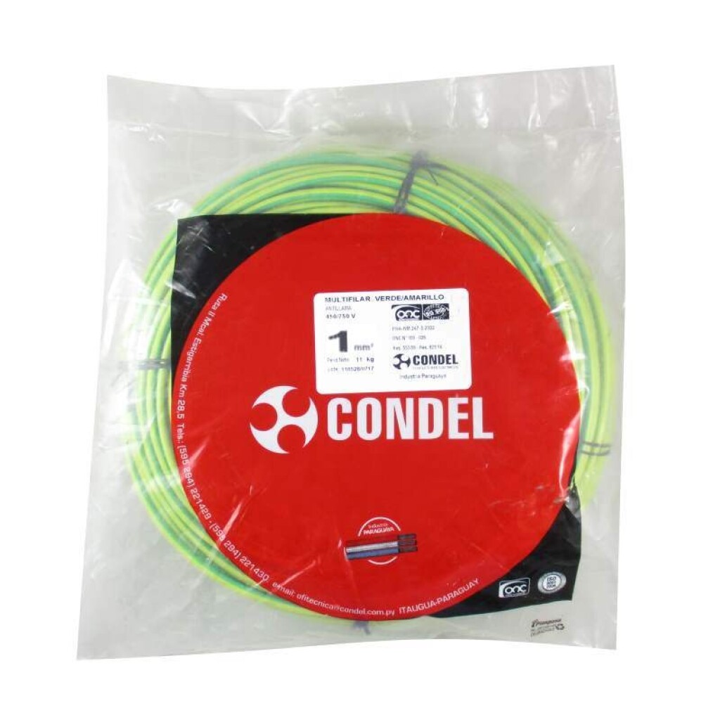 Cable Multifilar 1,00MM2 Verde/Amarillo CONDEL