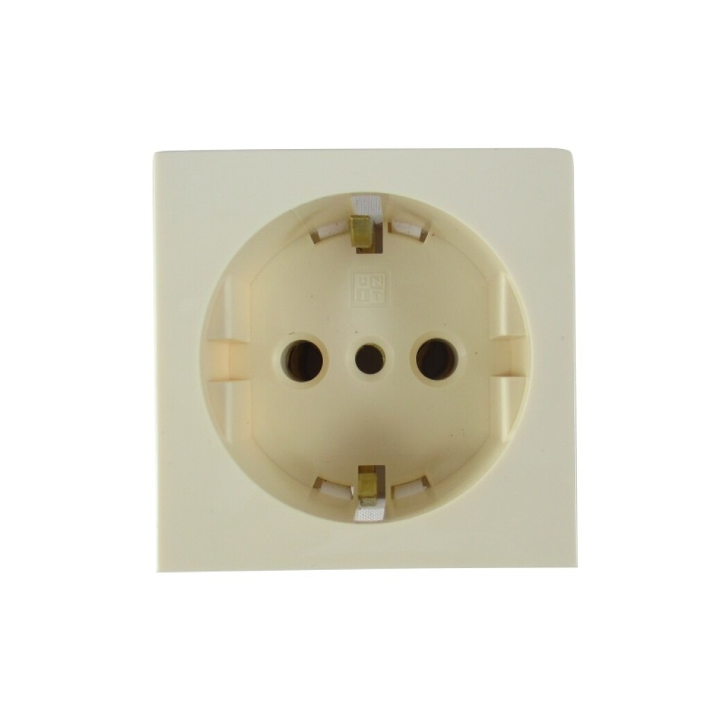 Modulo Toma Schuko Lateral y Central 16A+T Marfil Pulido