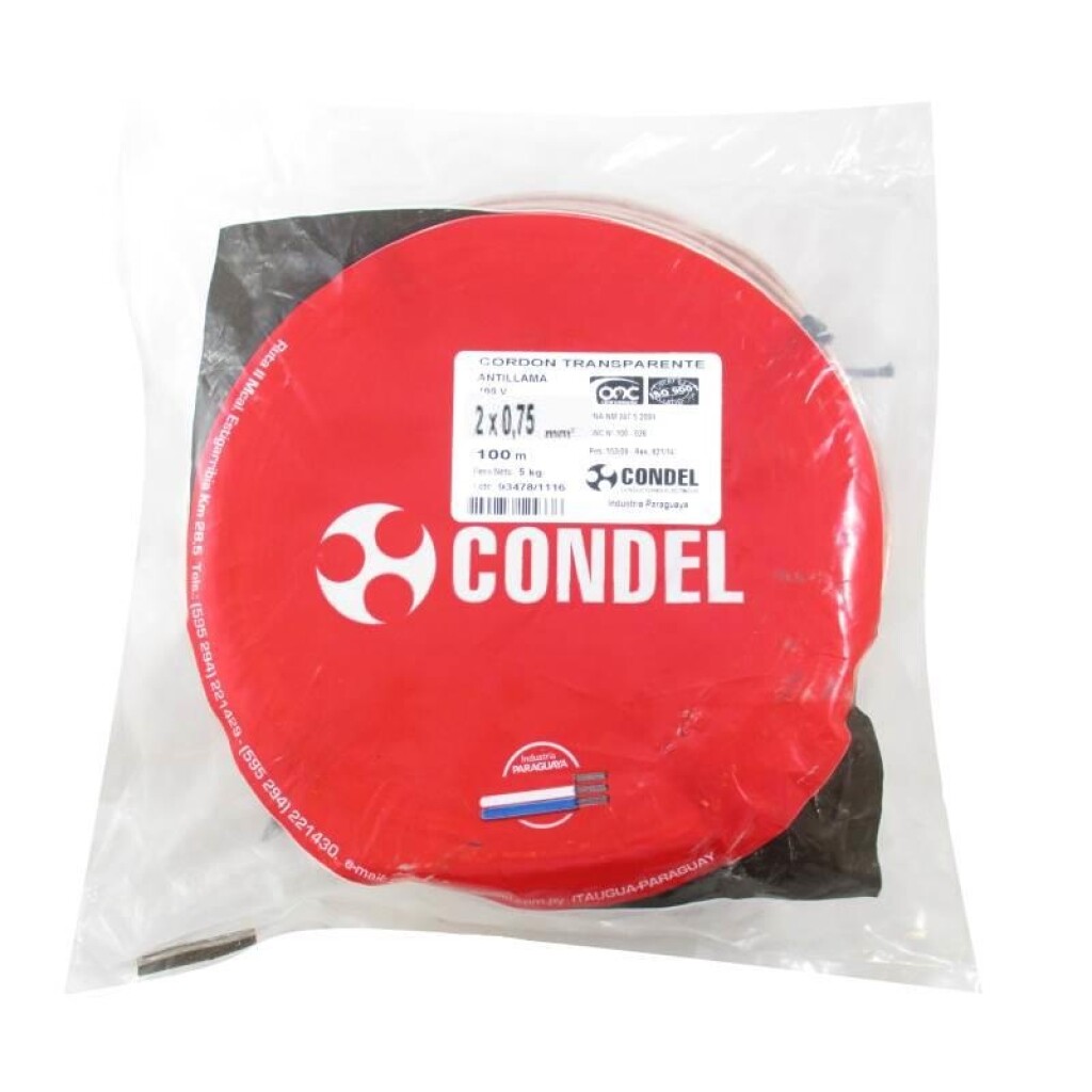 Cable Cordon 2X0,75MM2 Transp. CONDEL