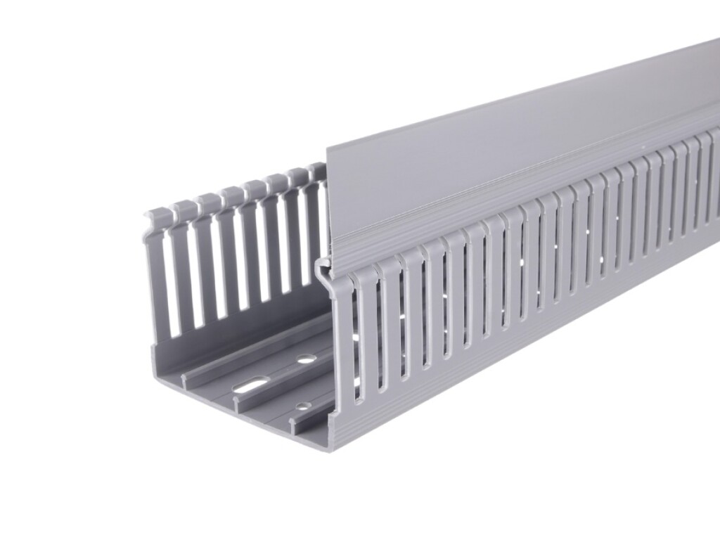 Cablecanal 80X60MM Gris Ranurado calado a gosto