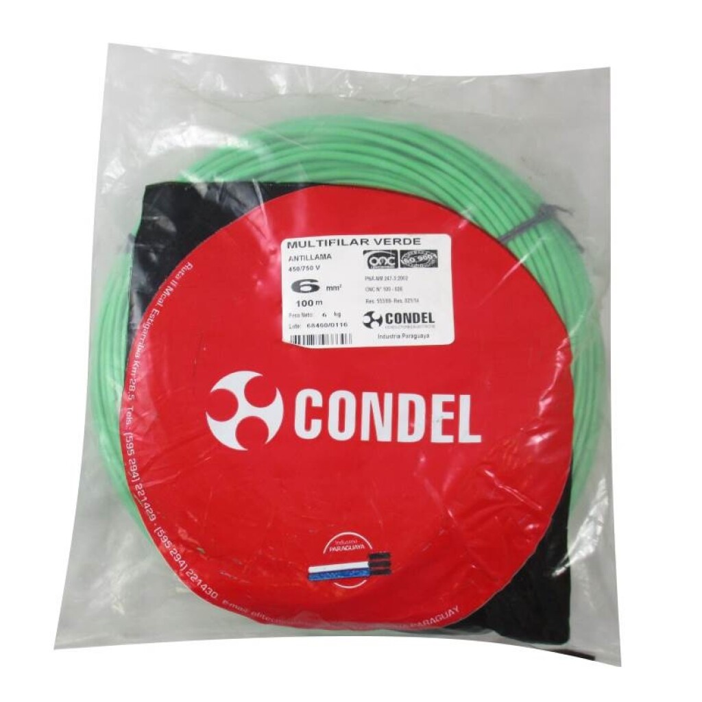 Cable Multifilar 6,00MM2 Verde CONDEL