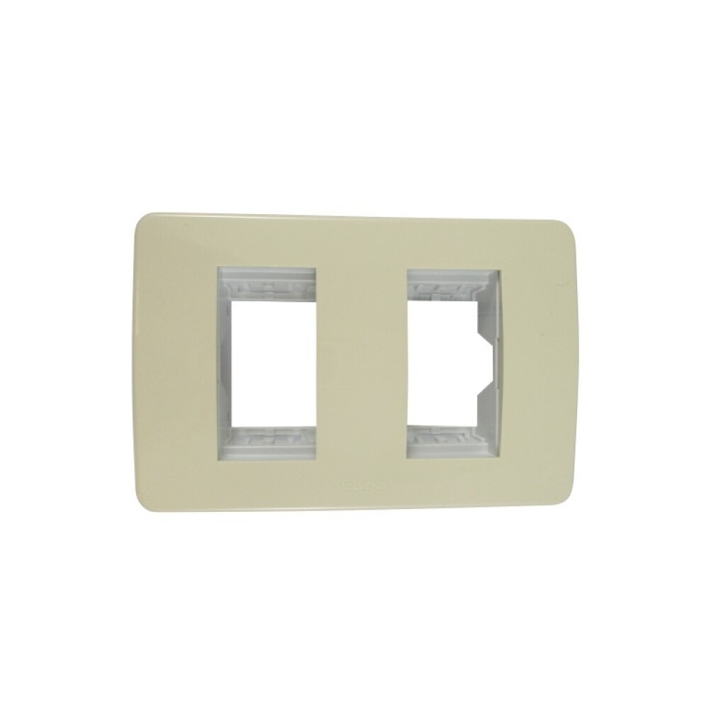 Placa con Bastidor 2 Modulos Marfil Slim