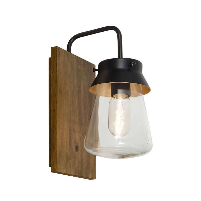 Aplique 1 Luz Rustico E27 Vidrio Madera