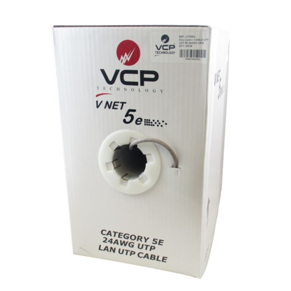 Cable UTP Cat. 5E, 24AWG, 100% COB - Int/Indoor 305 MTS Gris - VCP/Prysmian