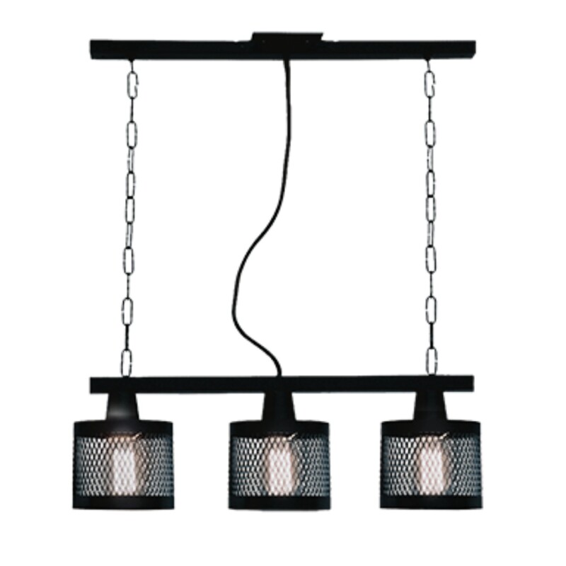 Colgante 3L Pilar Malla Negro E27