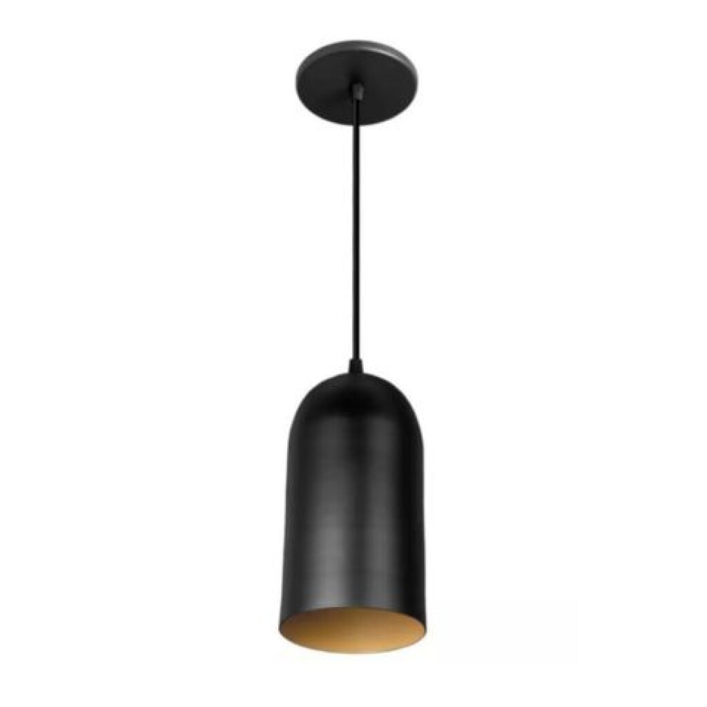 Colgante Domo 1L E27 Negro Liso y Dorado