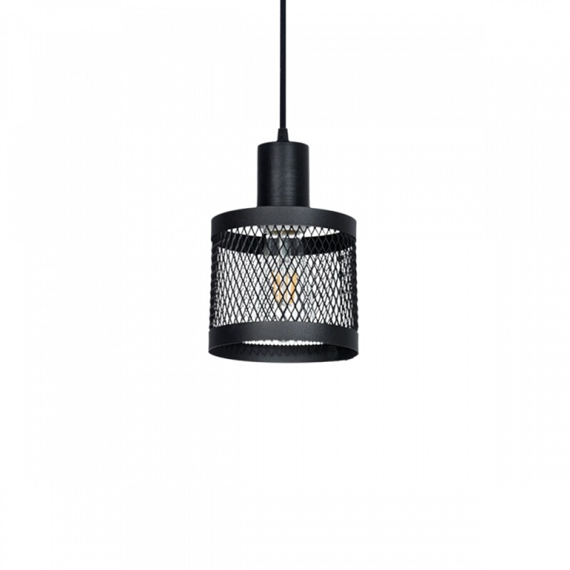 Colgante Pilar 1 Luz con Malla Negra E27
