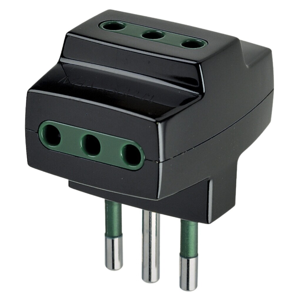 Ficha Triple 2P+T 10A. Max 1500W. Negro VIMAR
