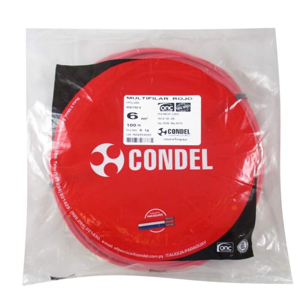 Cable Multifilar 6,00MM2 Rojo CONDEL