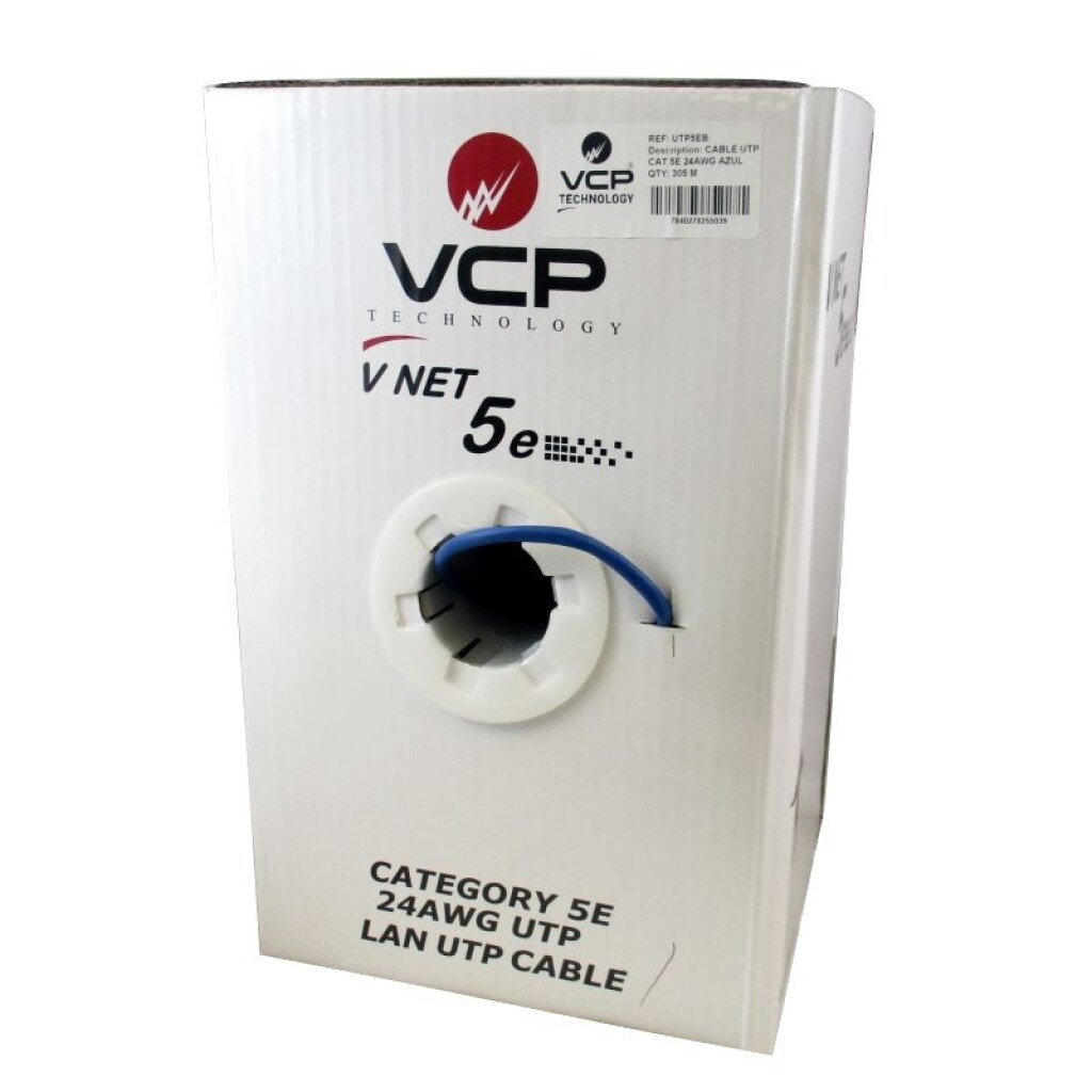 Cable UTP Cat. 5E, 24AWG, 100% COB - Int/Indoor 305 MTS Azul - VCP/Prysmian
