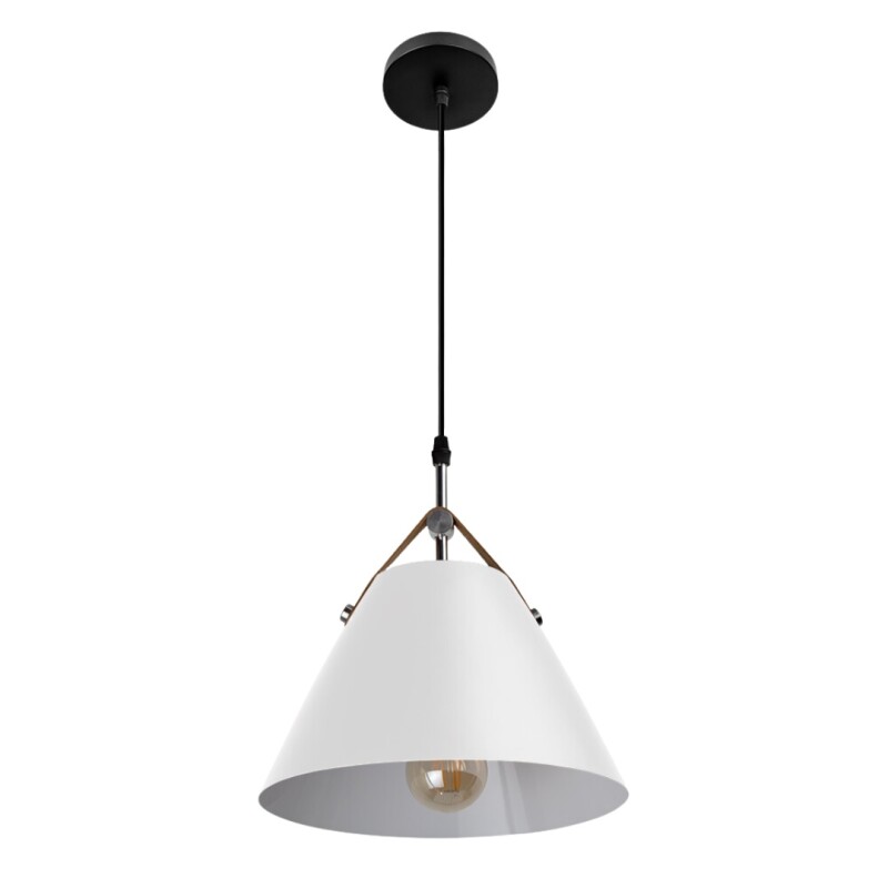 Colgante Corelo E27 Blanco y Cuero 27CM