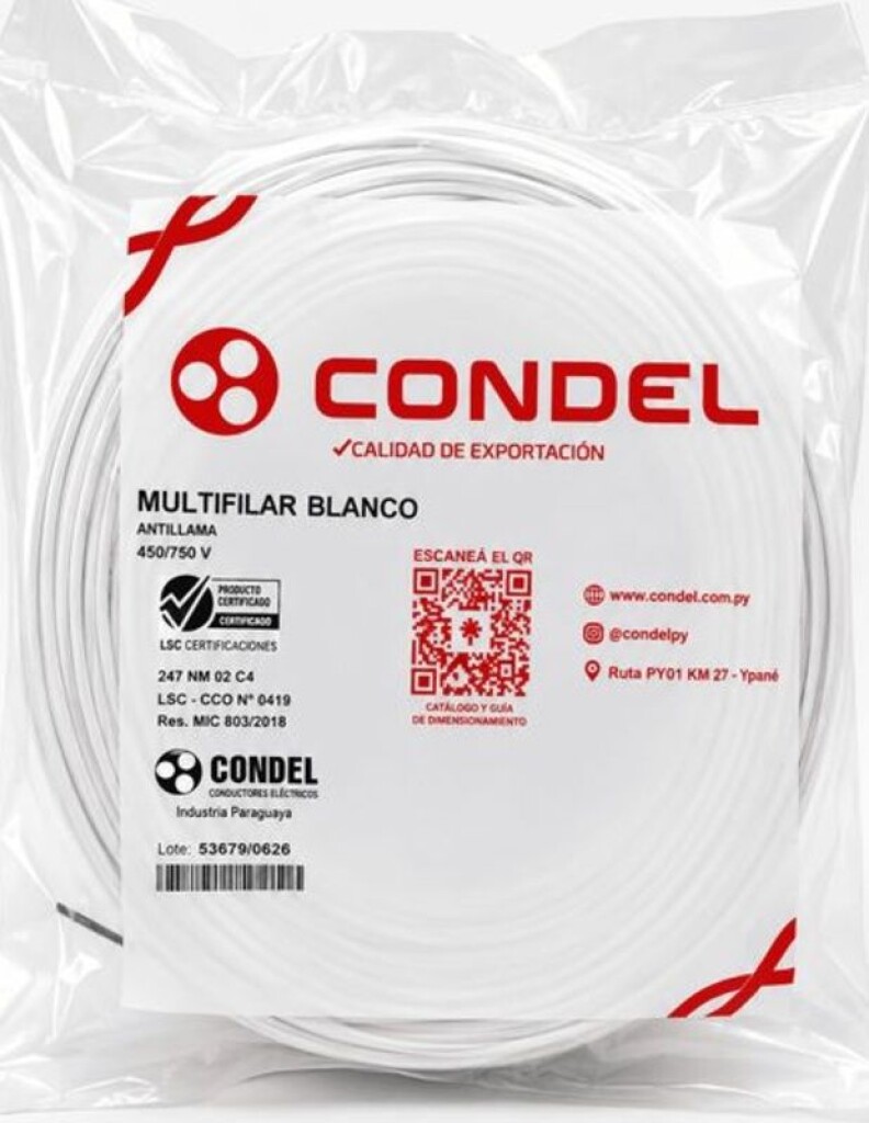 Cable Multifilar 0,75MM2 Blanco CONDEL