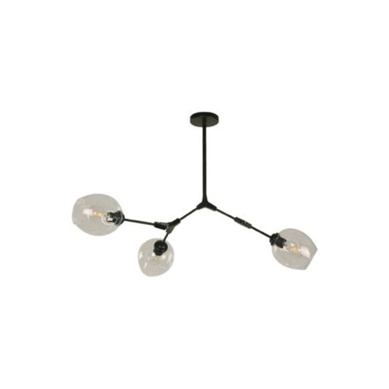 Colgante Orion 3L E27 Negro y Vidrio Transparente