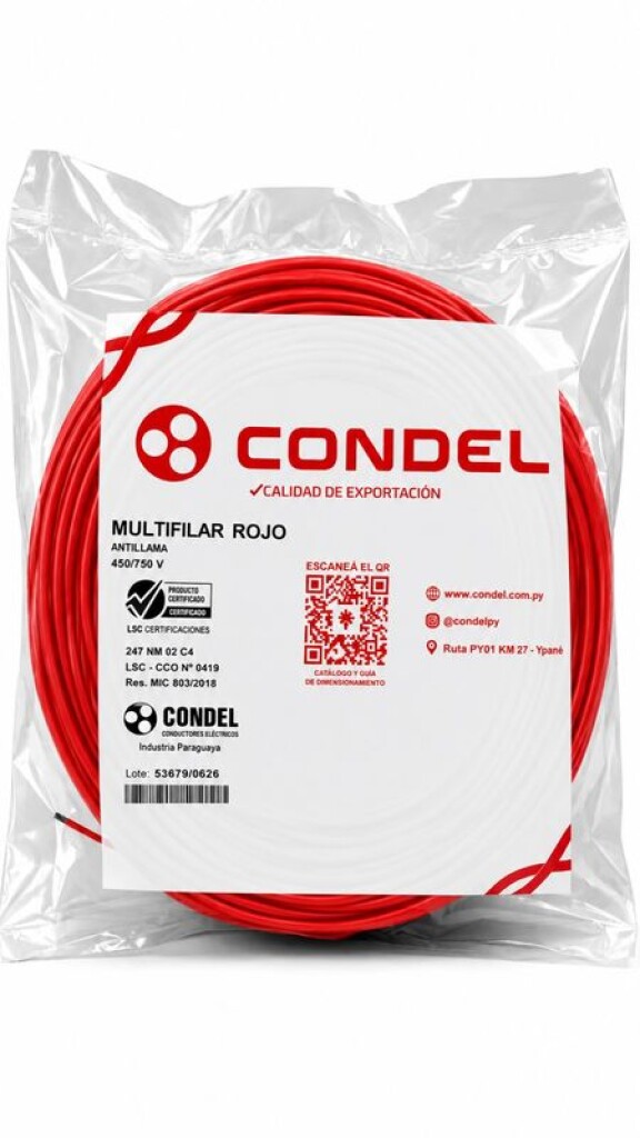 Cable Multifilar 1,50MM2 Rojo CONDEL