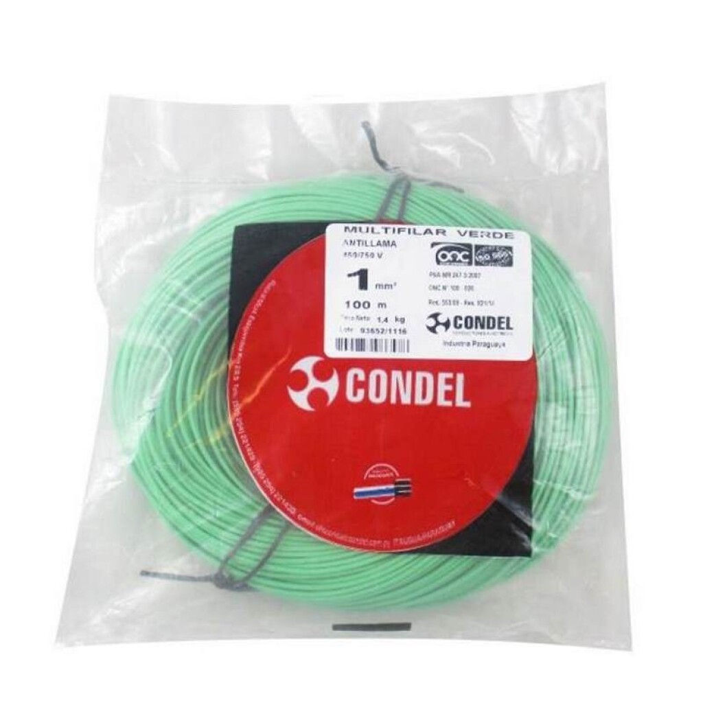 Cable Multifilar 1,00MM2 Verde CONDEL