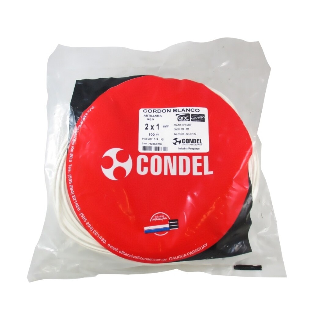 Cable Cordon 2X1,00MM2 BL CONDEL