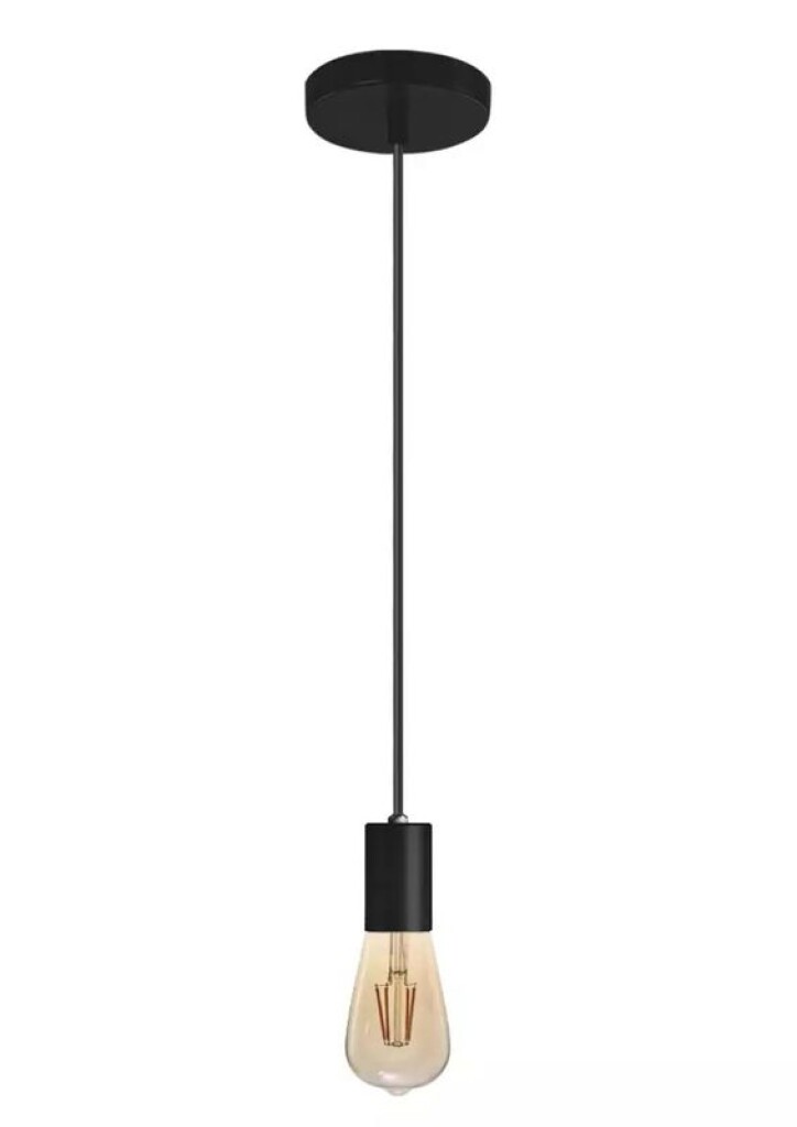 Colgante Vintage Alum Liso Negro E27 1,5MTS