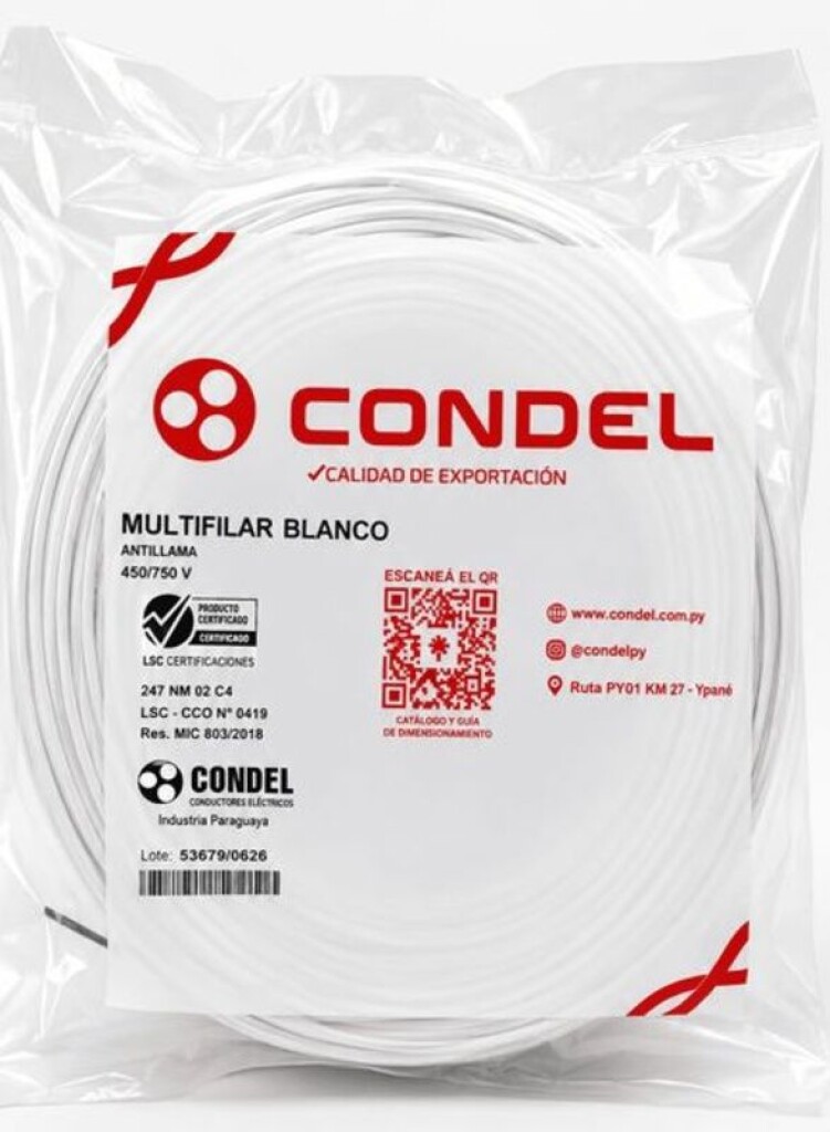 Cable Multifilar 6,00MM2 Blanco CONDEL