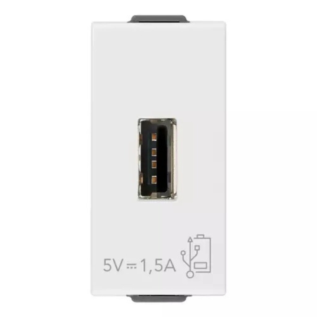 Modulo 1 USB 5V. 1,5 A. VIMAR Neve