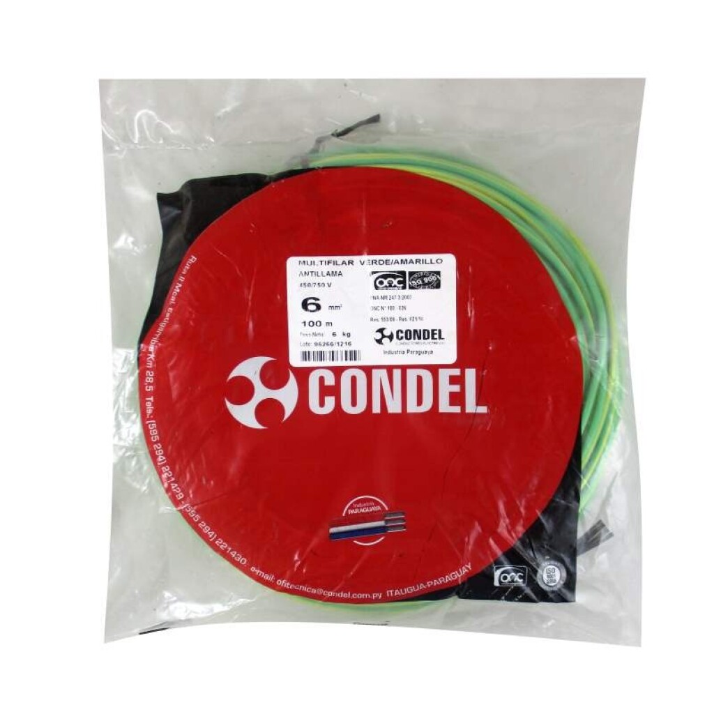 Cable Multifilar 6,00MM2 Verde/Amarillo CONDEL