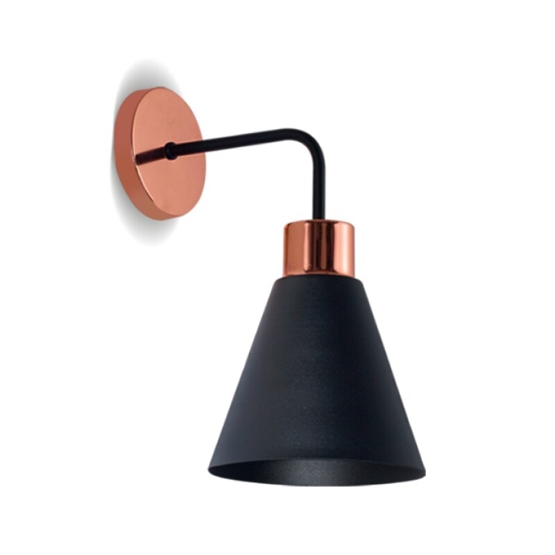 Aplique 1 Luz Ostende Ø16 E27. Negro/Cobre