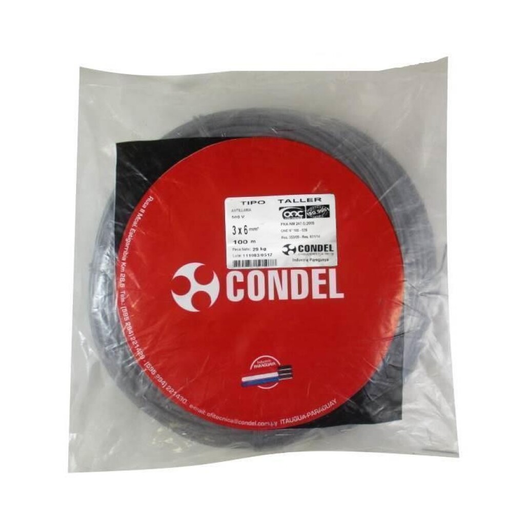 Cable Tipo Taller 3X 6,00MM2 CONDEL