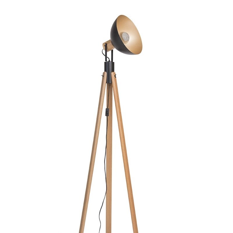 Velador de Pie Viena 30CM E27 Negro y Madera