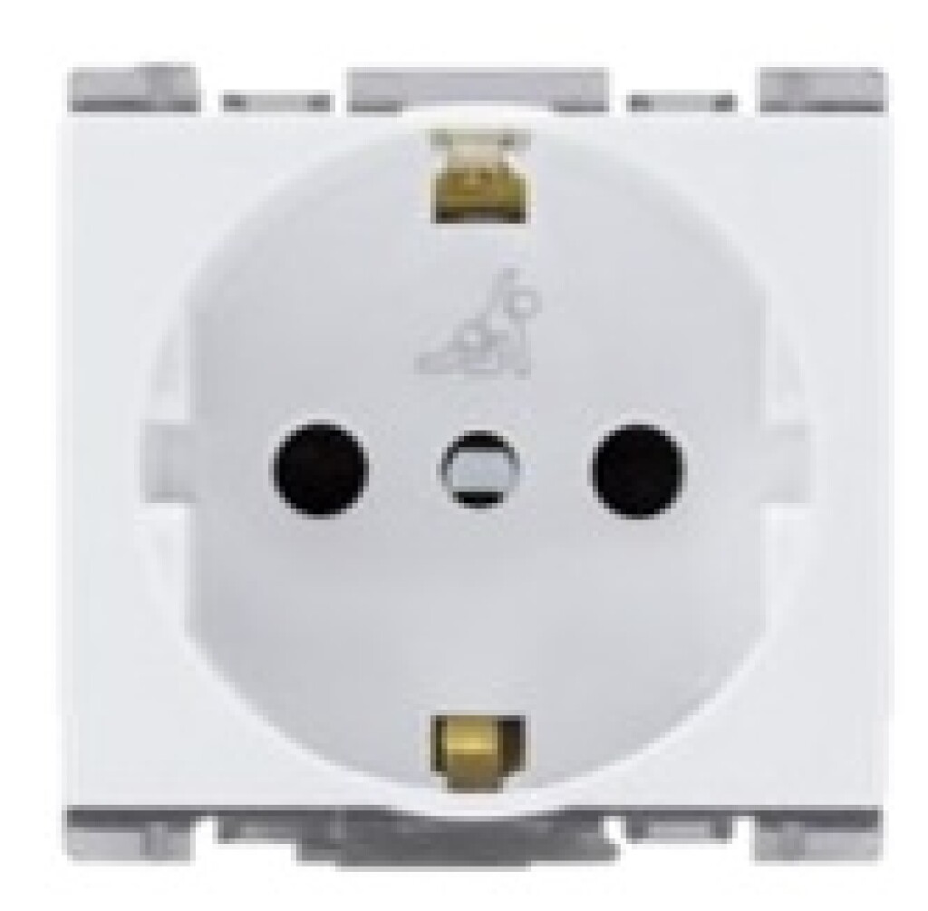 Toma Schuko 2P+T Lateral y Central C/Seguro 16A 250V Atenea Blanco