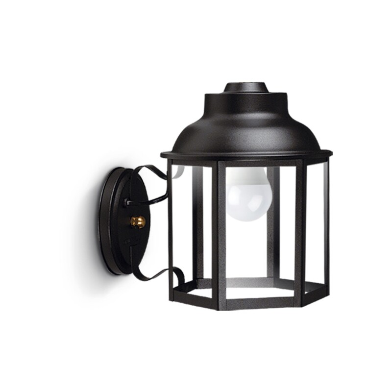 Farol Hexagonal con Cruceta E27 Negro
