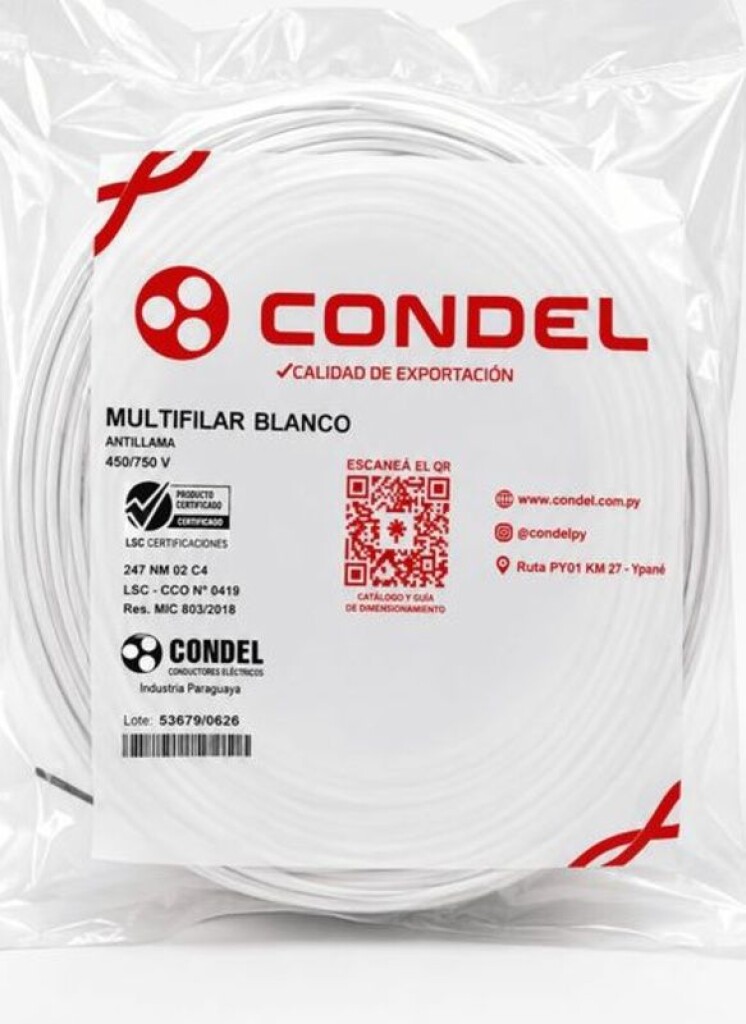 Cable Multifilar 0,50MM2 Blanco CONDEL