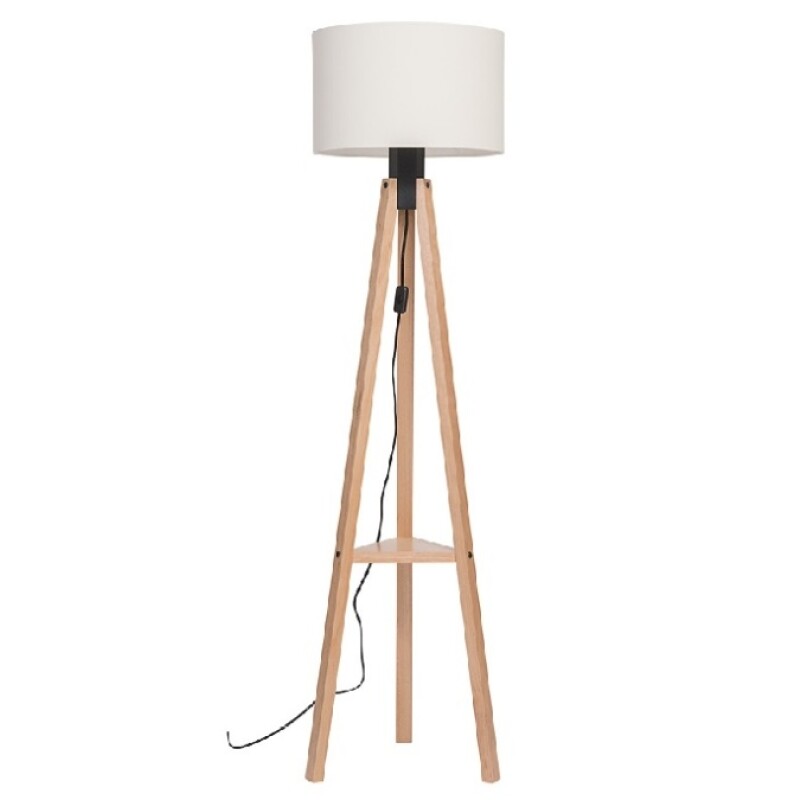 Velador de Pie Tripe Eco E27 Madera y Pantalla Beige