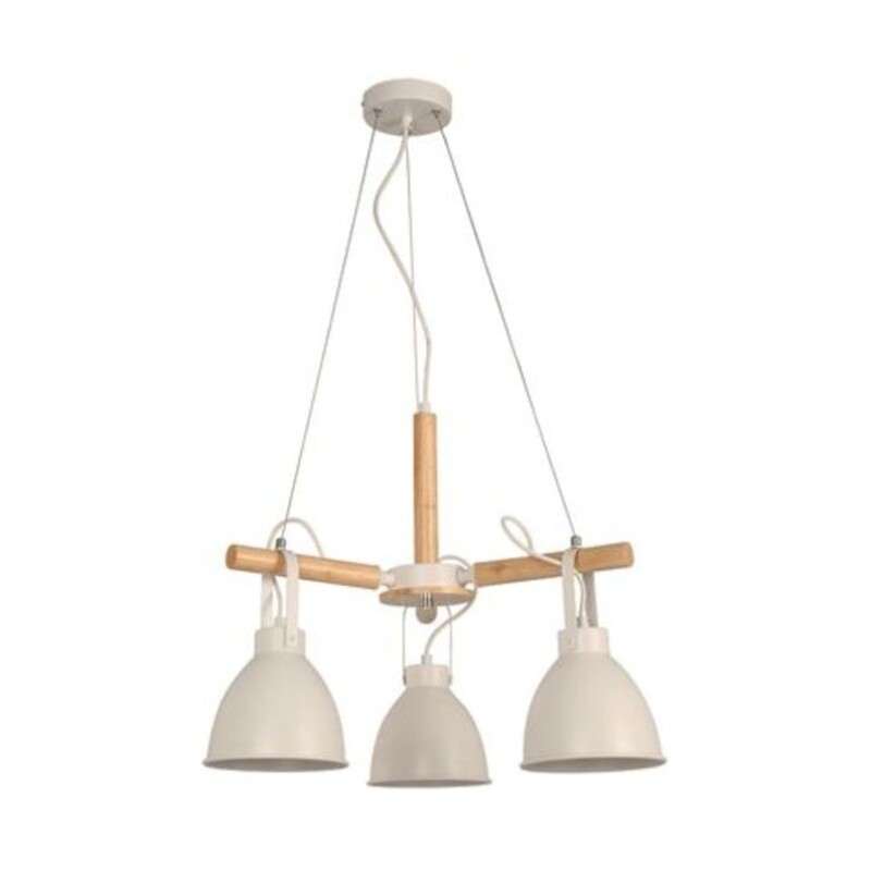Colgante Madera 3L E27 Blanco