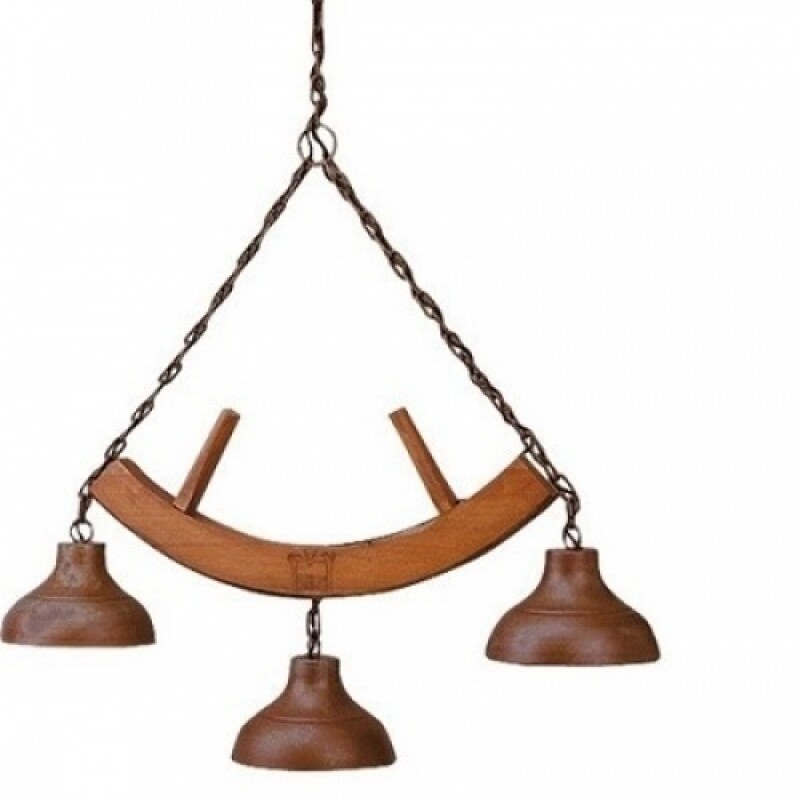 Colgante Estancia 3L E27 Madera y Cobre